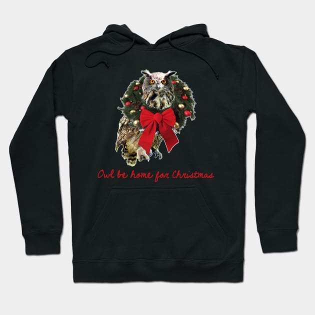 Owl Be Home For Christmas Hoodie by heroics